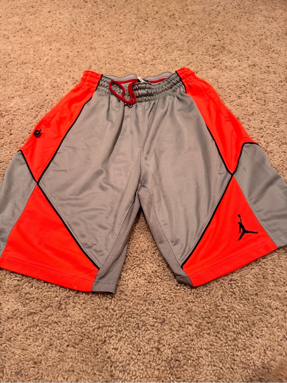Jordan Men's Gray and Orange Athletic Basketball Shorts